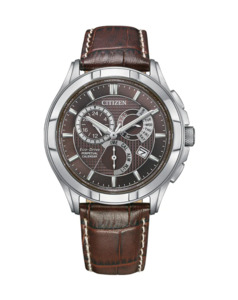 Citizen: Citizen Gents Stainless Steel Eco-Drive 100m WR Watch with Brown Leather Strap Code: bl8160-07x