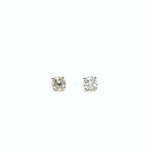 Gold Jewellery: 9ct White Gold Diamond Four Claw Stud Earrings