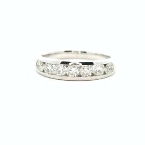 Gold Jewellery: 9ct White Gold Seven Stone Channel Set Diamond Ring