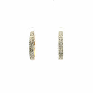 9ct Yellow Gold Double Row Diamond Hoop Earrings