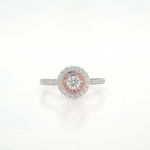 Pink Diamond & White Diamond 18ct White & Rose Gold Cluster Ring