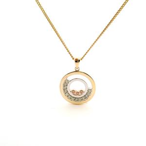 Pink Diamond: Pink Diamond 9ct Tri-Tone Bezel Set Circle Pendant
