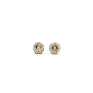 Pink Diamond: Pink Diamond & White Diamond 9k Rose Gold Bezel Set Stud Earrings