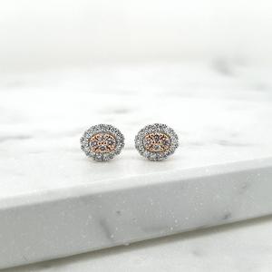Pink Diamond & White Diamond 18k White Gold Stud Earrings