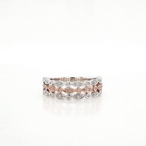 Pink Diamond & White Diamond 9k White & Rose Gold Triple Row Band