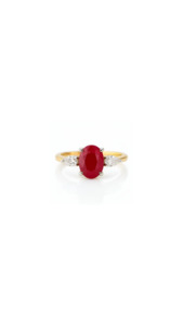 Ruby: Ruby & Diamond Trilogy Ring in 18ct Yellow & White Gold