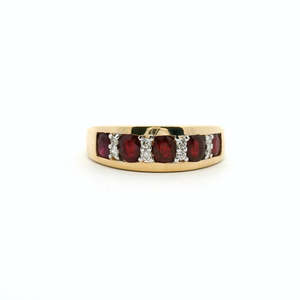 Ruby & Diamond Band in 9ct Yellow Gold