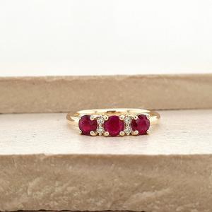 Ruby & Diamond 9ct Yellow Gold Ring