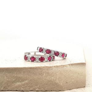 Ruby: Ruby & Diamond 18ct White Gold Hoop Earrings