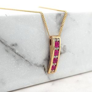 Ruby & Diamond 9ct Yellow Gold 0.10ct Slider Pendant