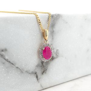Ruby & Diamond 9ct Yellow Gold Pendant