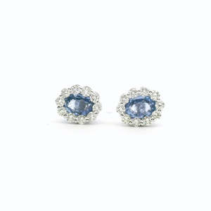 Sapphire: Ceylonese Sapphire & Diamond Stud Earrings