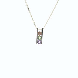 Multi Coloured Sapphire 9ct White Gold Drop Pendant