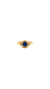 Sapphire: Sapphire & Diamond Bezel Set Signet Style Ring in 9ct Yellow Gold