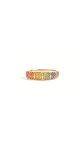 Sapphire: Pavé Mixed Sapphire Band in 9ct Yellow Gold