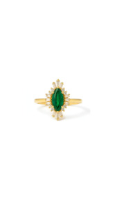 Emerald & Diamond Marquise Ring in 18ct Yellow Gold