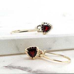Garnet 9k Yellow Gold Drop Hook Earrings
