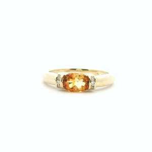 Citrine & Diamond 9ct Yellow Gold Ring