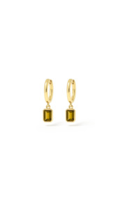 Citrine: Citrine Drop Huggie Earrings in 9ct Yellow Gold