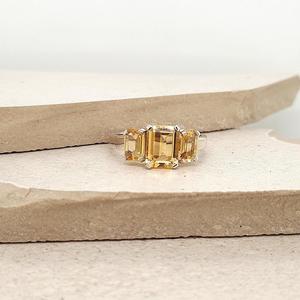 Sterling Silver Citrine Three Stone Ring