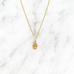 Citrine: Citrine 9k Yellow Gold Oval Pendant