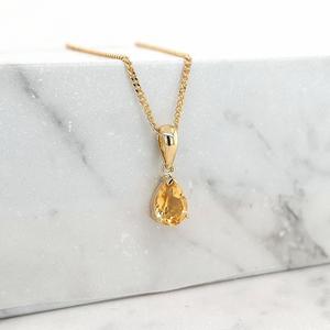 Citrine: Citrine 9ct Yellow Gold Pear Cut Pendant