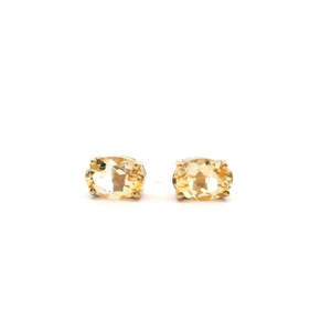 Citrine: Citrine 9k Yellow Gold Oval Claw Set Studs