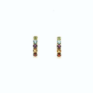 Peridot, Topaz, Amethyst, Citrine & Garnet 9ct Yellow Gold Hoop Earrings