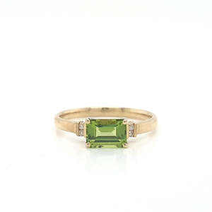 Peridot: Peridot & Diamond 9k Yellow Gold Ring