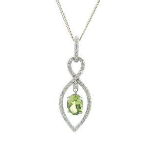 Peridot & Diamond 10ct White Gold Openwork Pendant