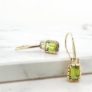 Peridot Hook Earrings in 9ct Yellow Gold