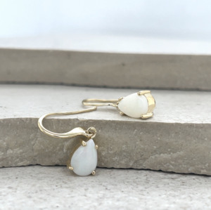 Opal: Opal 9ct Yellow Gold Hook Pear Drop Earrings