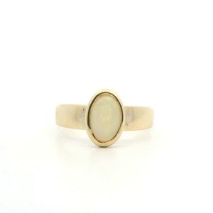 Opal: Opal 9ct Yellow Gold Bezel Set Ring