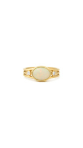 Opal & Diamond Triple Band Ring in 9ct Yellow Gold