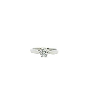Engagement Rings: 18ct White Gold Round Brilliant Cut Diamond Six Claw Solitaire Ring