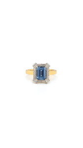 Sapphire & Diamond Cluster Ring in 18ct Yellow & White Gold