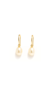 Freshwater Pearl Hook Earrings in 9ct Yellow Gold