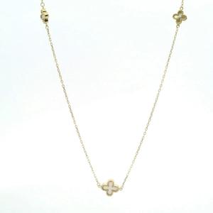 Pearls: 9ct Yellow Mother of Pearl Flower Trace Chain Necklace