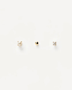 Pd Paola: PD Paola 18ct Gold Plated Essentials Angel Earrings Set with White Zirconia & Natural Pearl