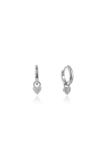 Georgini Sterling Silver Sweetheart Sparkly Heart Mini Drop Hoops