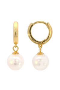 Georgini: Georgini Gold Plated Adagio Nine-2-Five Pearl Hoop Earrings