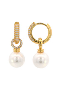 Georgini: Georgini Gold Plated Adagio Duo Pearl Hoop Earrings