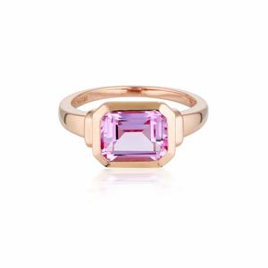 Georgini Rose Gold Plated Emilio Pink Sapphire Zion Ring
