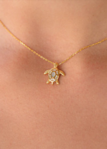 Georgini: Georgini Gold Plated Oceans Sea Turtle Mother of Pearl Necklace