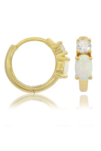 Georgini: Georgini Gold Plated Opal Glow White Created Opal Hoop Earrings