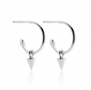 Silk and Steel Mini Spike Hoop Earrings in Sterling Silver