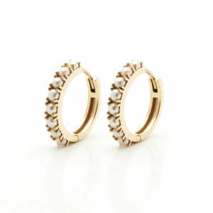 Silk & Steel Venus Sleeper Hoop Earrings with Freshwater Pearls