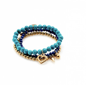 Silk and Steel Riveria Blue Bracelet Stack