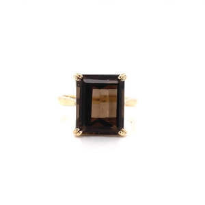 Quartz: Smokey Quartz 9k Yellow Gold RIng