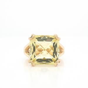 Quartz: Lemon Quartz 9k Yellow Gold Split Band Ring